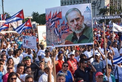 La imagen del líder de la Revolución cubana Fidel Castro, presente en el desfile por el Primero de Mayo, Día Internacional de los Trabajadores, en, La habana, Cuba, el 1 de mayo de 2016. ACN FOTO/Marcelino VÁZQUEZ HERNÁNDEZ/ ACN